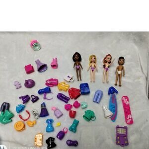 Mini Doll Lot Polly Pocket Style Figures Clothes Accessories